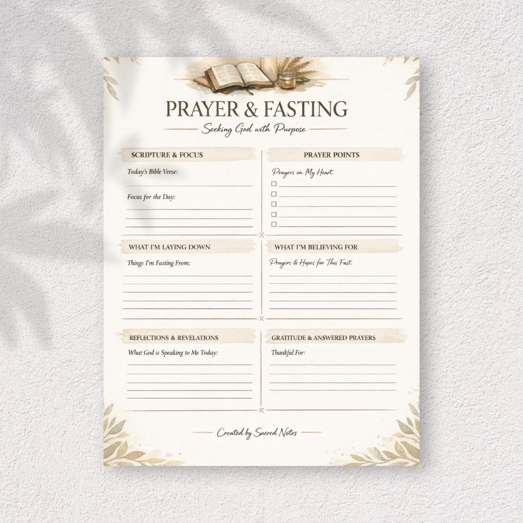 Prayer & Fasting Printable | Guided Spiritual Worksheet