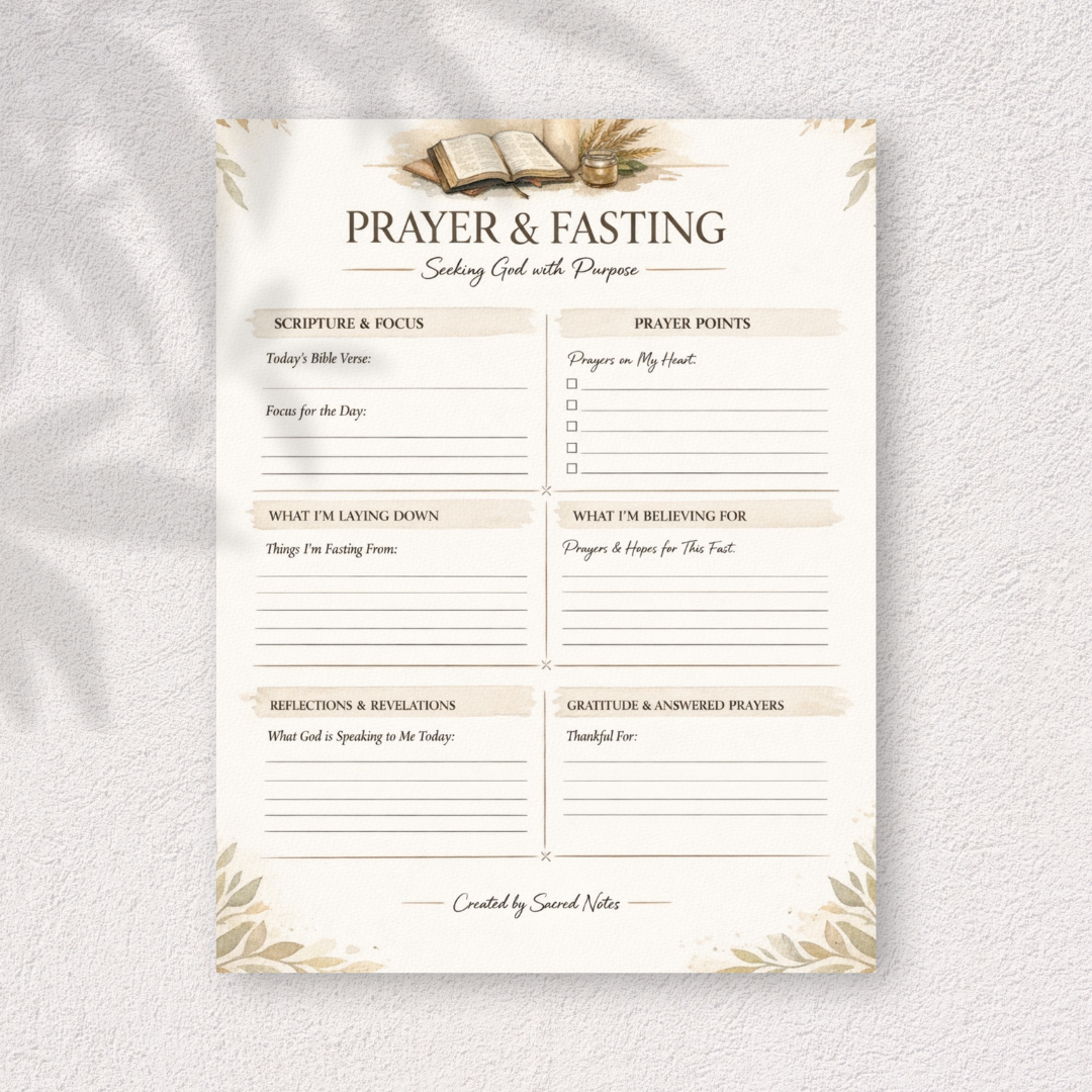 Prayer & Fasting Printable | Guided Spiritual Worksheet
